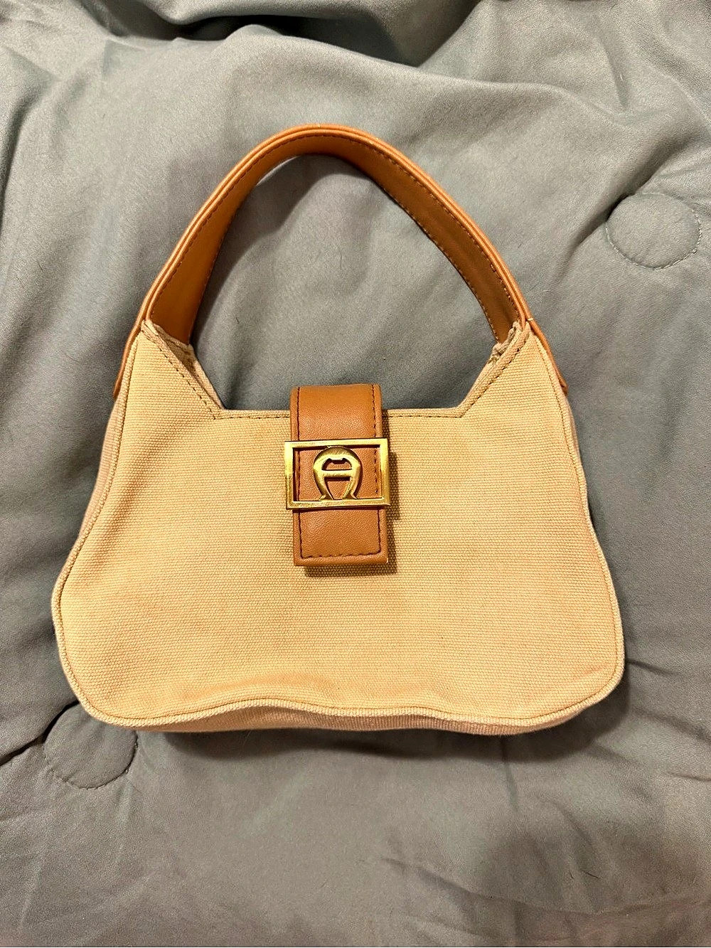 Etienne Aigner Canvas Shoulder Bag in Beige & Brown
